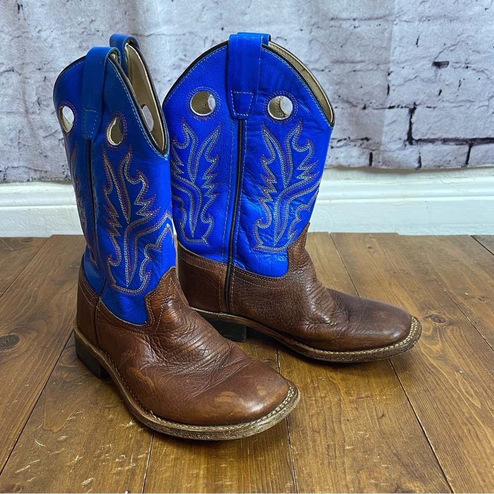 Old West Kids Blue and Brown Boots